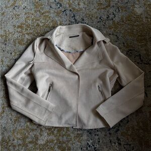 Women's Cream Faux Suede Jacket